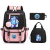Animation Cartoon Printing Student Schoolbag Three-Piece Set Campus Trend Men And Women Versatile Casual Backpack Large Capacity