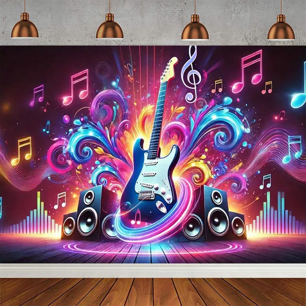 Rock Music, Dance Notes, Band Theme, Party Photography Background, Adult Birthday Party, Home Decoration Photography Background