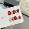 10Pcs Cute Cat Eye Short Press On Nails Christmas Snowman Bow Snowflake Cherry Apple Full Cover Fake Nails Gift