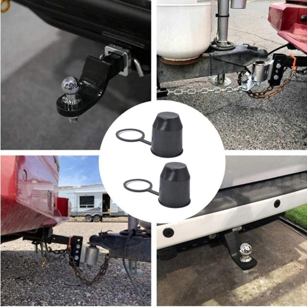 2Pcs/Set Black Tow Bar Ball Cover Hitch Cover Towing Hitch Cover Trailer Towing