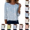 Top da donna casual alla moda a maniche a tre quarti con stampa floreale e girocollo