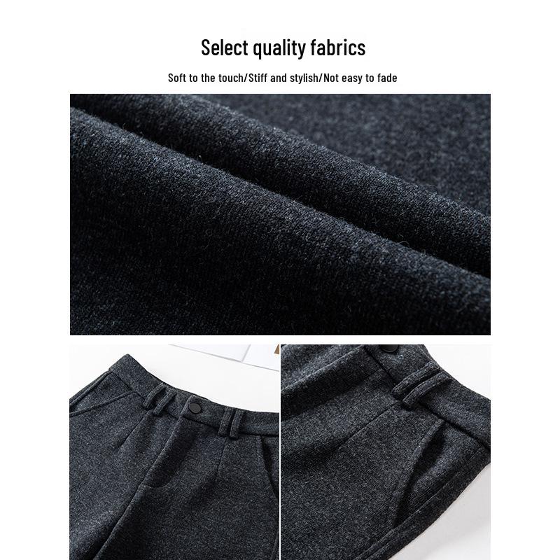 2026 Spring/Fall Women's High-Waisted Wool Wide-Leg Cropped Pants Nine-Tenths Length