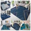 Modern Einfach Nordisch Mode Blau Vergoldet Geometrisch Teppich Rutschfest Waschbar Wohnzimmer Sofa Couchtisch Teppich Schlafzimmer Bett Vorleger