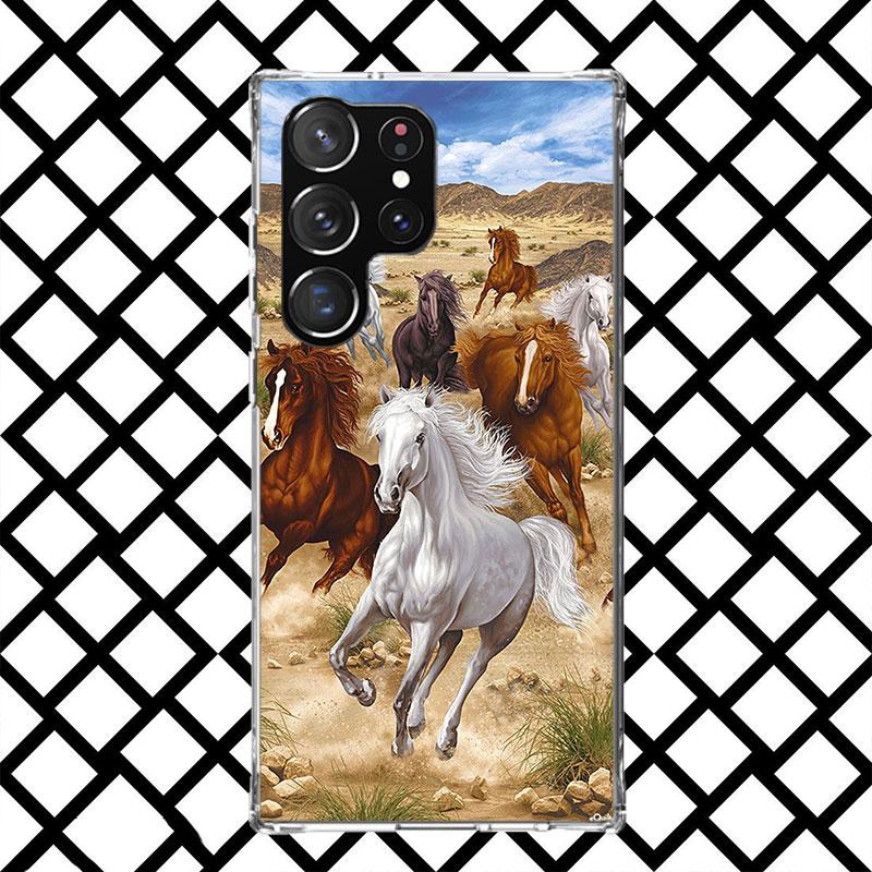 Black Horse Galloping Phone Case for Samsung Galaxy S26 S25 Edge S24 S23 Ultra S22 Plus S21 FE S20 + Soft Cover Print Fundas Gal