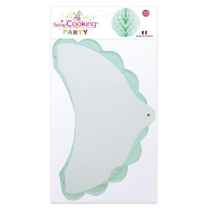 Boule alvéolée - SCRAPCOOKING PARTY - Ø 25 cm - Vert d'eau - Décoration de fête - Mixte