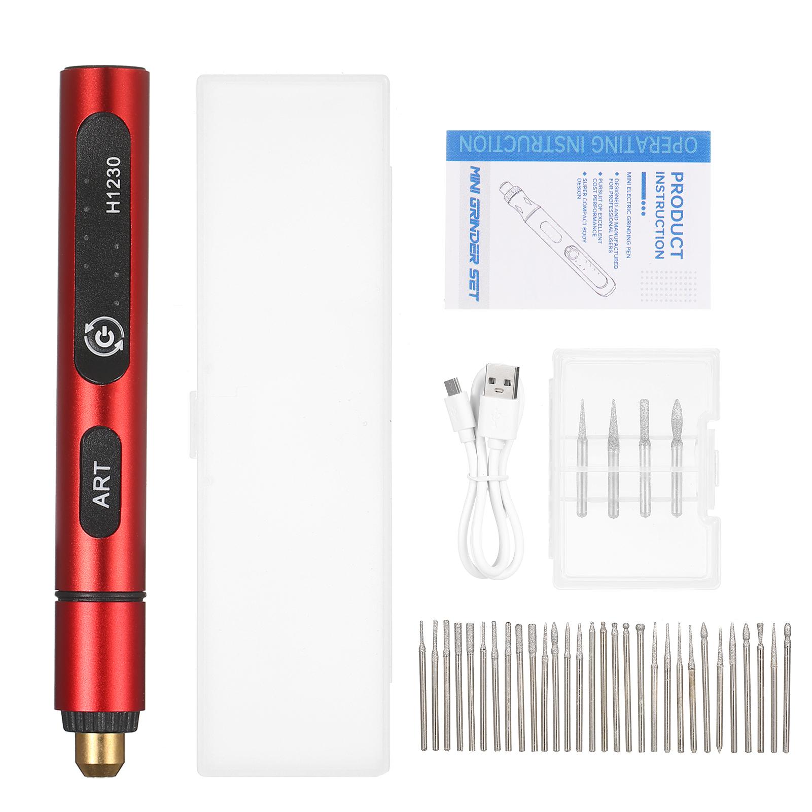 

Мини-аккумуляторный вращающийся инструмент, 3 скорости, 5 В, перезаряжаемый набор вращающихся инструментов с 4 шлифовальными насадками, зарядка через USB красный