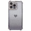 For iPhone 15 Pro Max Case Electroplating Glitter TPU Phone Cover Heart Pattern -  Grey