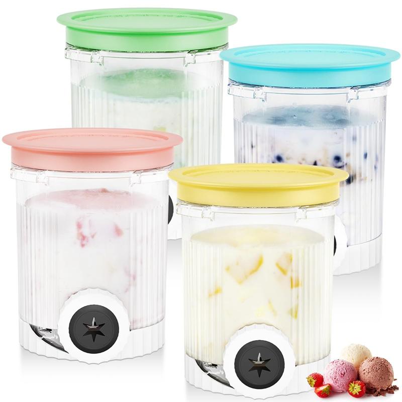 A95I-For Ninja Ice Cream Maker NC700 Cream Swirl Pints-4 Pack,Containers For Ninja Swirl Soft Serve Ice Cream Makers