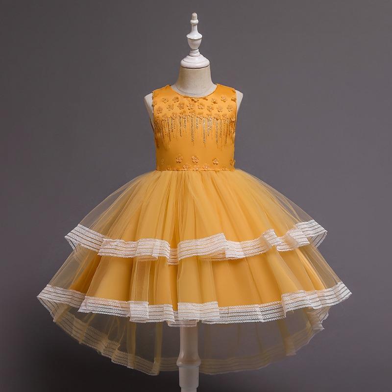 Children S Flower Girl Lace Train Princess Gown Girl Piano Performance Dress