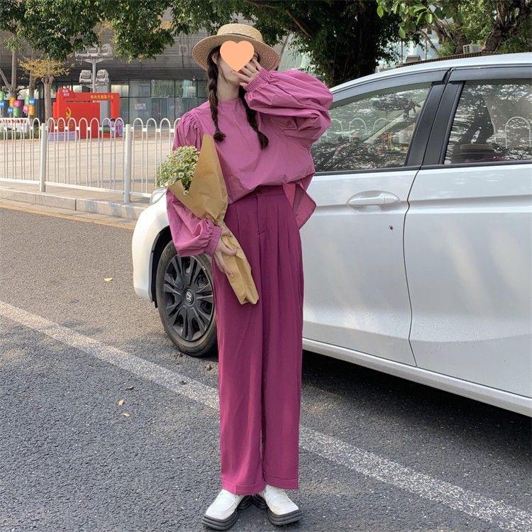 2025 Spring/Autumn French Puff Sleeve Round Neck Women's Casual Loose Top