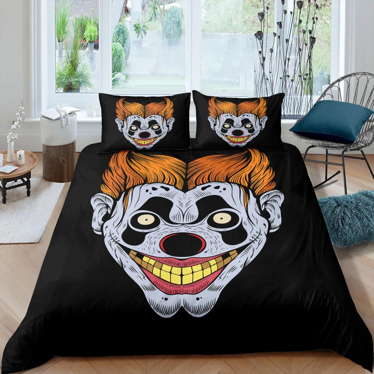 

Housse De Couette US CalifKing Cute Clownskull Duvet Cover Set Happy Halloween Quilt Set Super Soft 2-3 Pcs Bedroom Bedding Set EU Single(135*200cm)3pcs