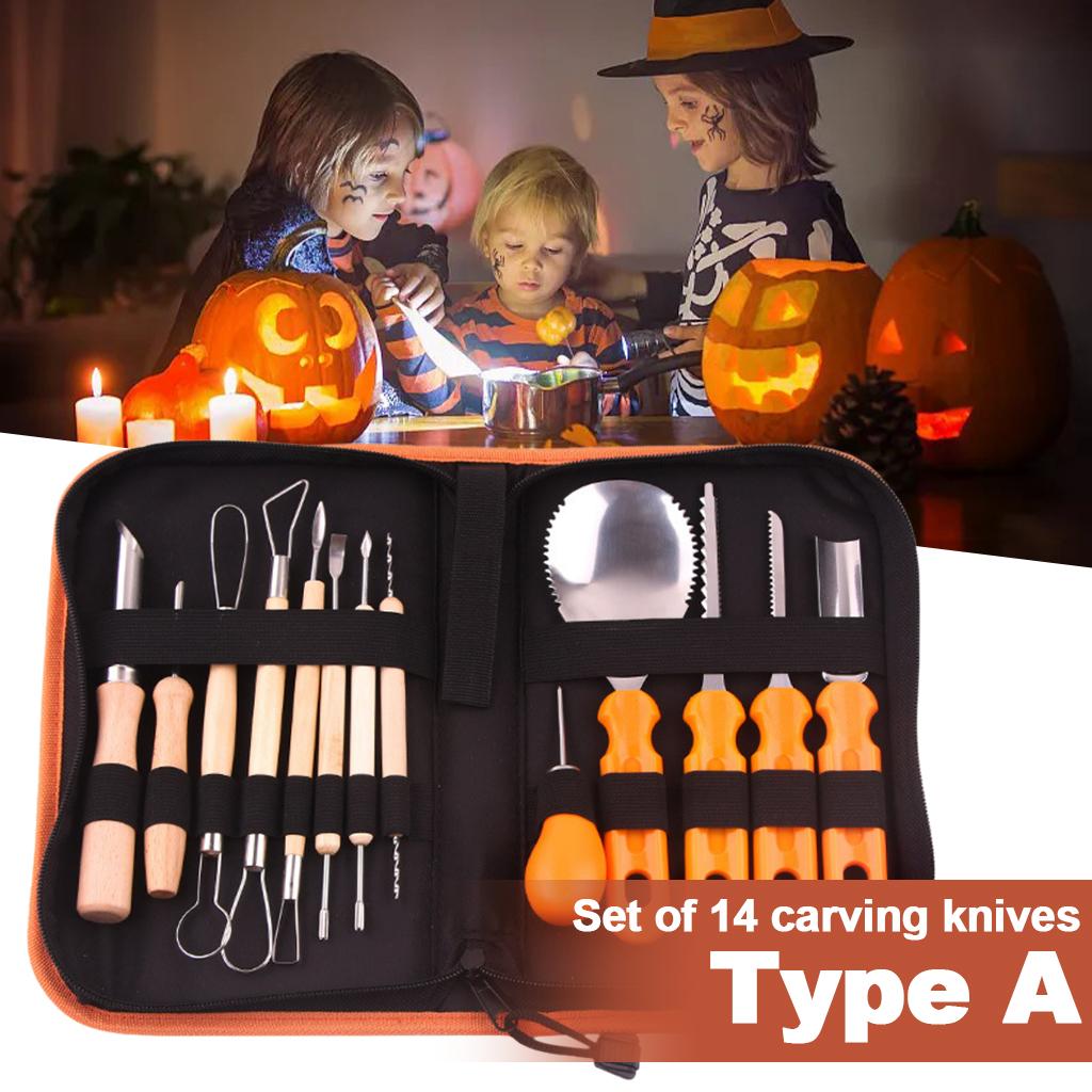 14 Pcs / Set Halloween Pumpkin Multifunction Kit Stainless Steel Cutting Tools