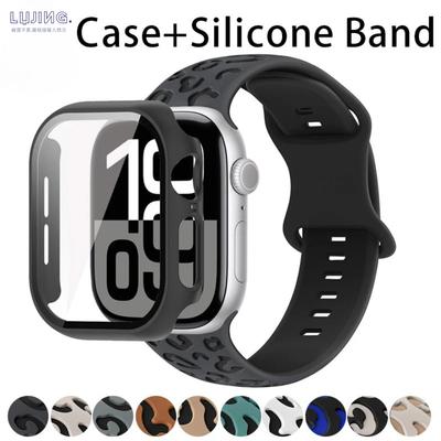 Etui 2w1 Pasek do Apple Watch Band 46mm 44mm 41mm 41mm 40mm 38mm 42mm Szklane Etui na Zegarek+Silikonowa Bransoletka iwatch Seria 11 10 9 8 7 6 5 4 SE3