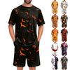 Men's Halloween Casual Pajama Set Short Sleeve Top and Shorts Lightweight Breathable Sleepwear Lounge Set for Home Use
