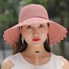 WTEMPO Faltbare Sommer Einfache Sonnenhüte Damen Urlaub Reise Strand Lässig Einfarbig Großkrempige Sonnenhüte Coole Fischerhüte