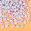Alphabet Beads: Colorful A-Z Single Letter Round Beads for DIY Jewelry – Flat, White Background, Straight Hole for Stringing Phone Chains & More