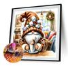 Coffee Gnome 5D DIY Full Drill Round Diamond Painting Kit for Home Wall Decor