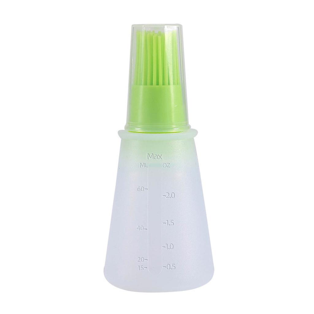 Barbecue Oil Brush with Lid Silicone Oil Bottle Brush Outdoor BBQ Seasoning Brush with Scale Barbecue Oil Brush Kitchen Gadgets
