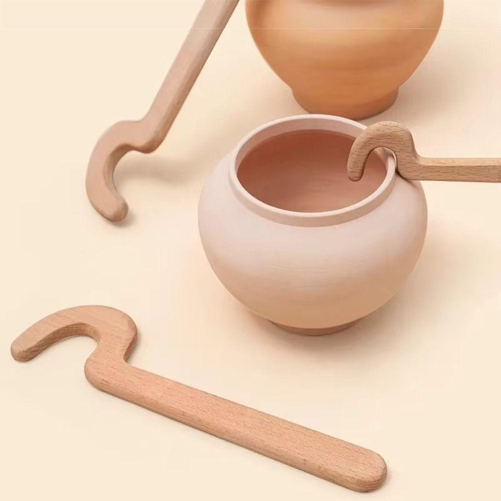 Rapid Forming Pottery Rim Shaping Tools Long Handle Wood Clay Trimming Tool For Potters