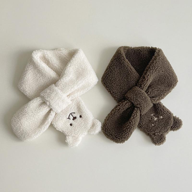 Cute Plush Baby Gloves Bear Embroidered Toddler Mittens Winter Thick Warm Cashmere Kids Full Finger Gloves