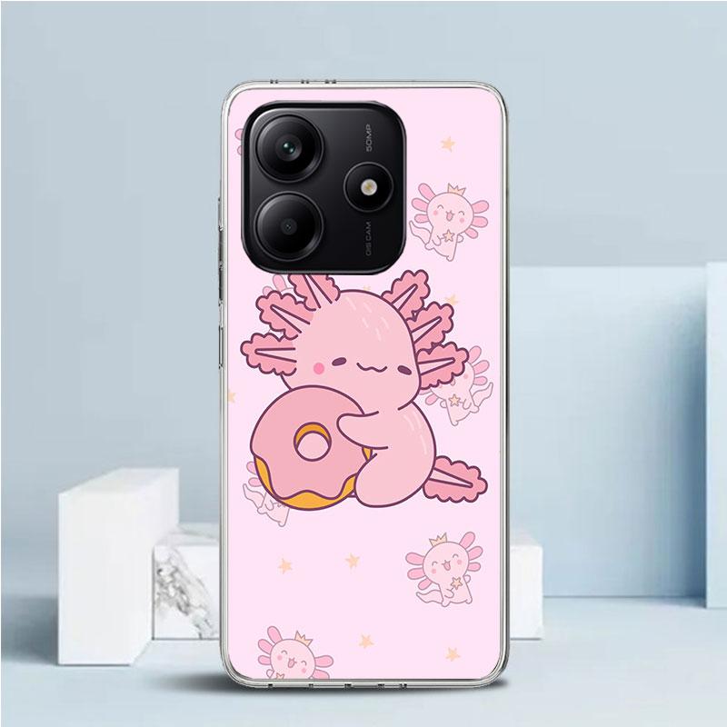 Cute Axolotl Kawaii Soft Cover for Xiaomi Redmi Note 15 14 13 12 Pro Plus Phone Case 14S 11S 11T 11E 10S 10 4G Pattern Shell Red