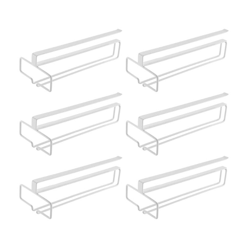 6 шт. Компактные стеклянные органайзеры Прочная железная конструкция Ударопрочный дизайн Гармонично вписываются в кухонную эстетику белый