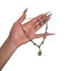 Exquisite Diamond Inlaid Water Drop Flower Stud Earrings & Necklace Set - Court Style, Light Luxury Jewelry for a Sophisticated Look