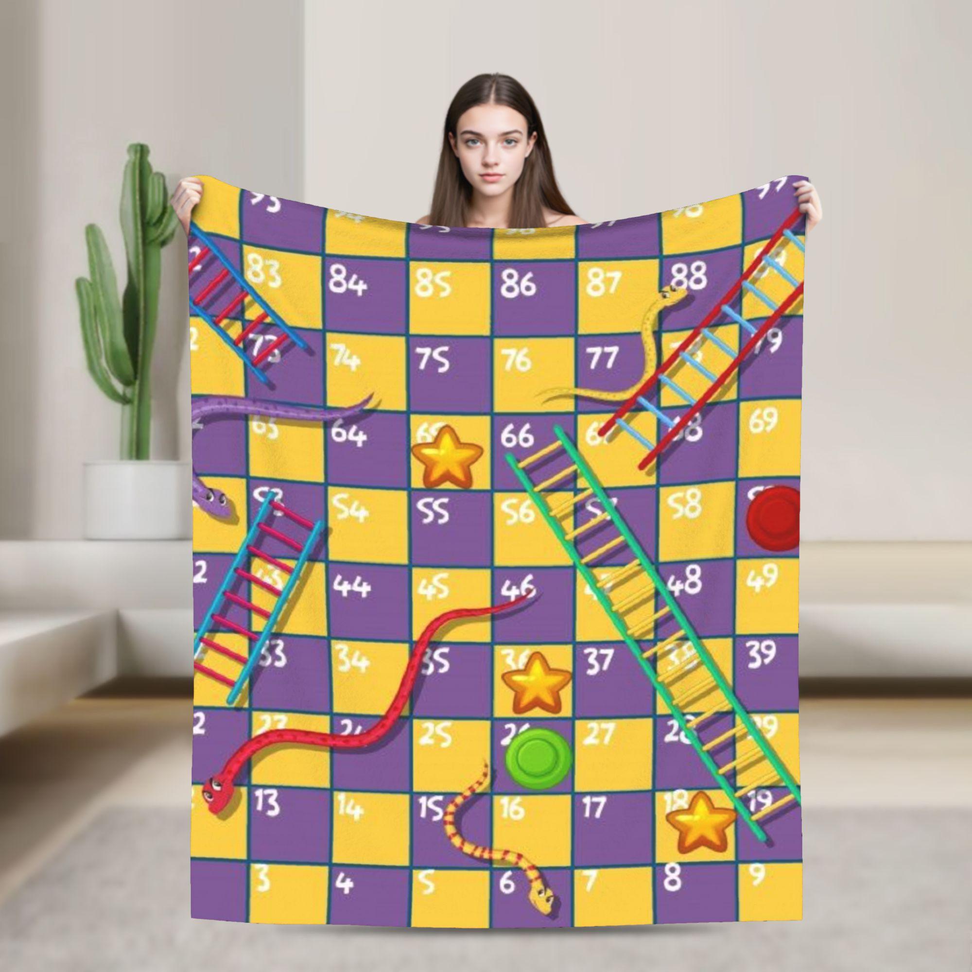 

Snakes and Ladders Flannel Blanket Super Warm Bedding Throws for Outdoor Travel Print Bedspread Sofa Bed Cover 30x40in