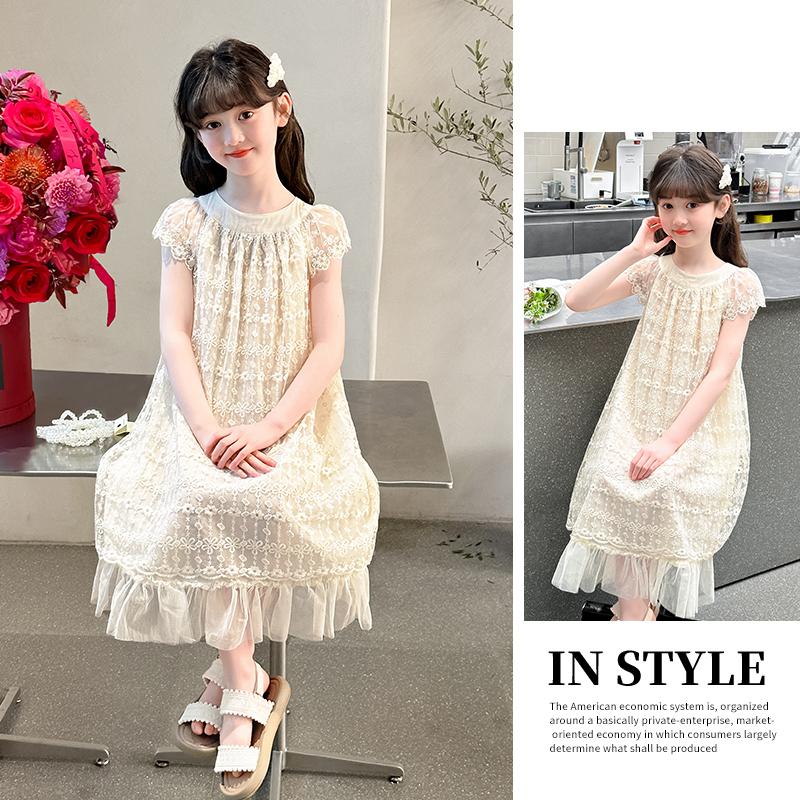 Girls' Summer Dress 2026 New Handsome Lace Girl Princess Dress Super Beautiful Children's Summer Dress Fairy Dress