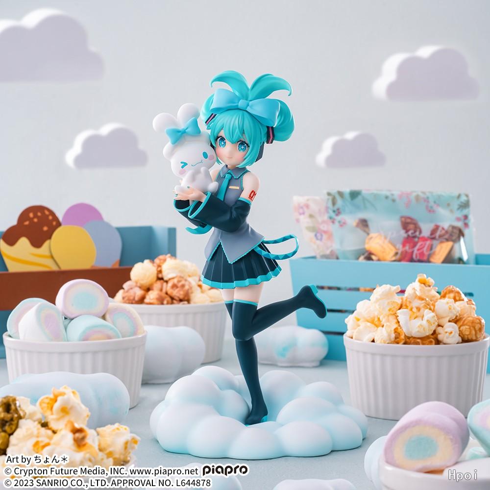 17CM Anime Hatsune Miku X Cinnamoroll Figure Anime Peripheral Collectible Models Decorative Decorations Children Kawaii Gift