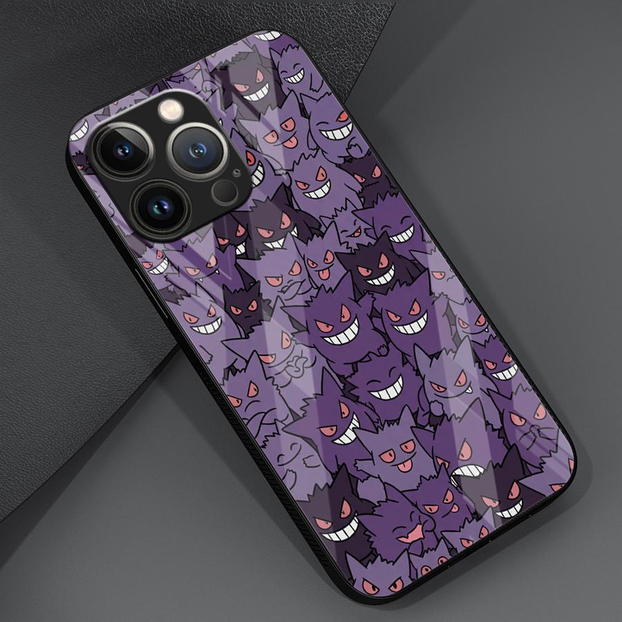 Glass Case for iPhone 17 Pro Max 12 16 14 8 Air 15 Plus 13 11 XR Phone Cover Hot Pokemon Gengar