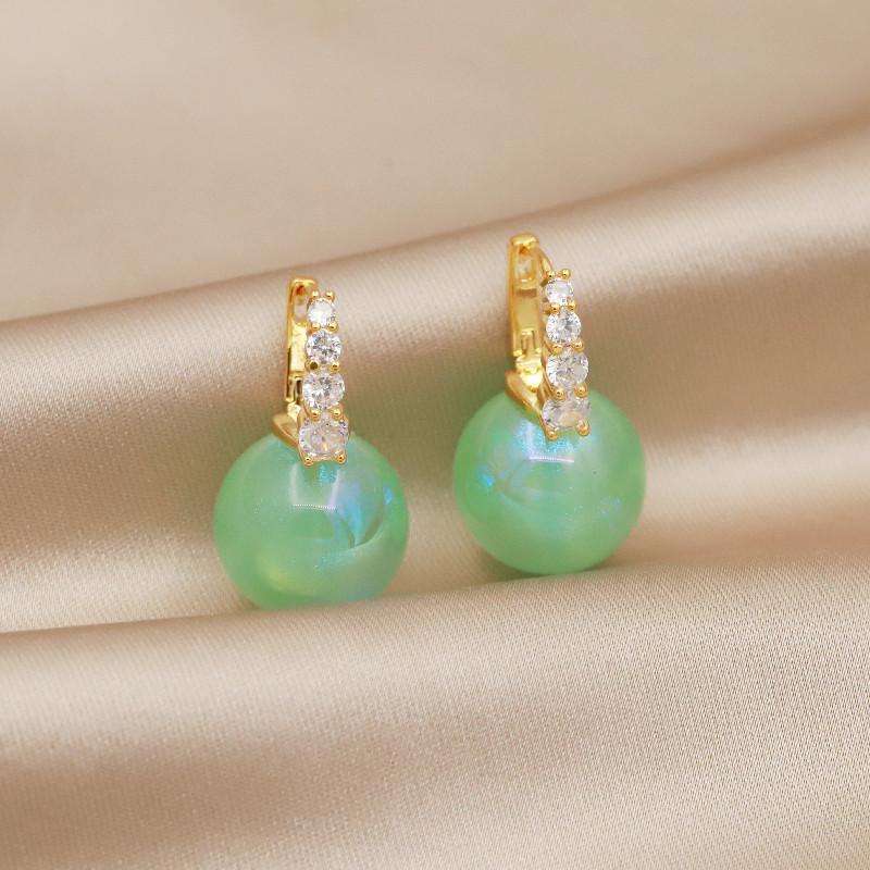 Exquisite Micro Inlaid Zircon Silver Needle Temperament High-end Feeling Pearl Ear Buckle Earrings for Women