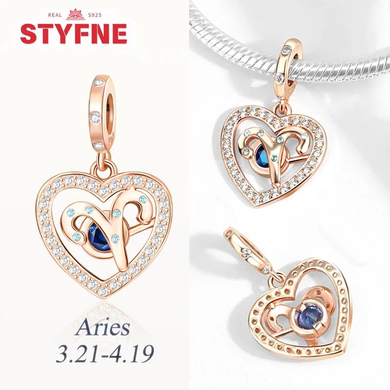 

Copper Metal Twelve Constellations Heart Charm Bead Components Bead Component Gemini Capricorn Designed For Authentic Original Bracelet High Quality