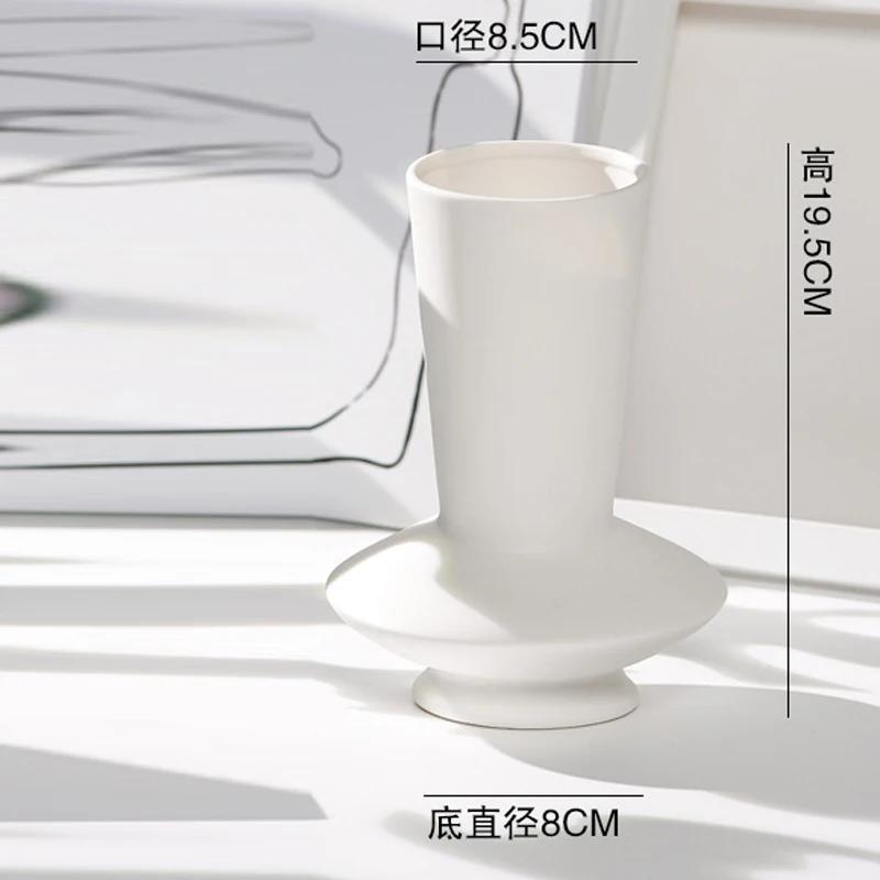 

Nordic Creative Ceramic Flower Arrangement White Flower Ware, Home Hotel Decoration, Bedroom Living Room, Art Geometry Vase, 1Pc