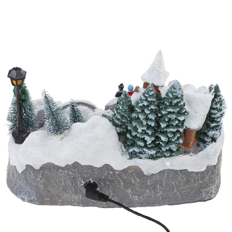 Christmas Glowing Snow House Figurine Rotatable Bar Shop Decoration Gift