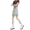 High-Waisted Women's Denim Mini Skirt - Trendy, Slimming A-Line for Summer.