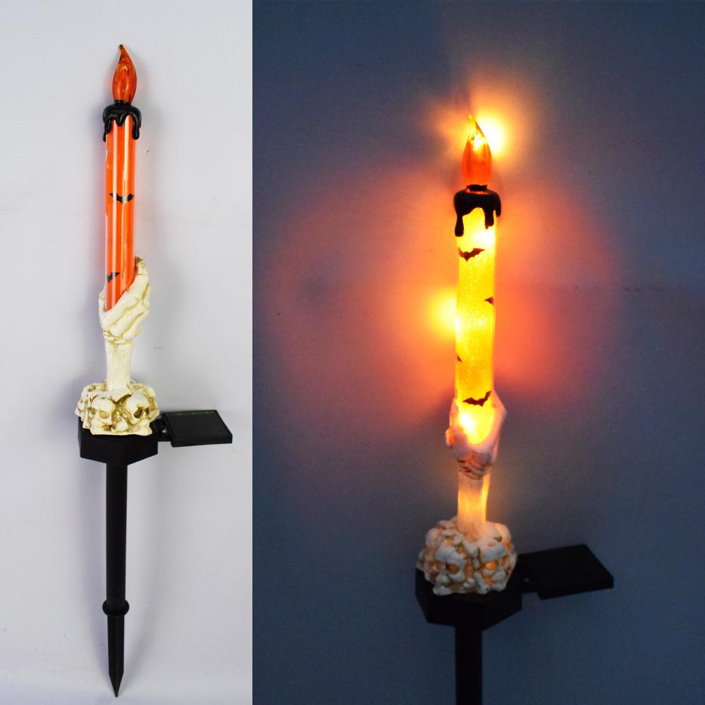 Halloween Pumpkin Candle Pathway Solar Lights Crow Yard Stake Lamp for Garden Yard Lawn Pathway Home Party Decoration Waterproof