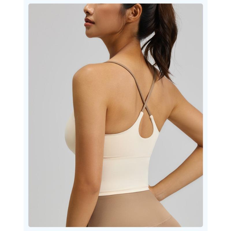 Women Thin Strap Padded Sports Bra Beauty Back Yoga Fitness Vest