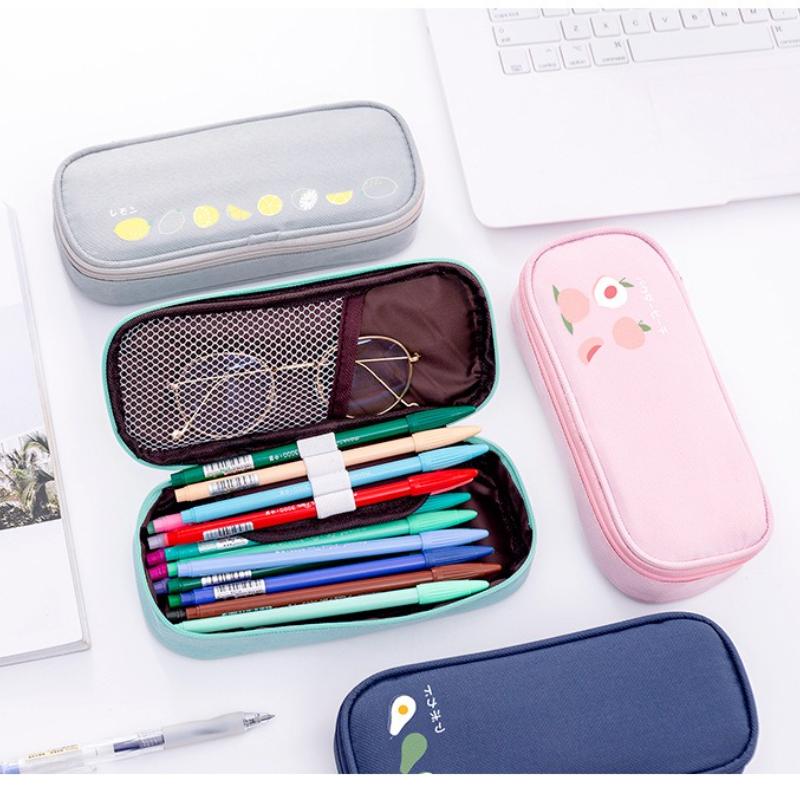 Minimalist Student Stationery Storage Fruit Pencil Case Oxford Cloth Pen Bag Large Capacity School Supply