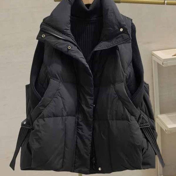 Autumn Winter Women Down Vest Jacket Women Sleeveless Waistcoat Stand Collar Women Cotton Vest Coat Women Waistcoat Top