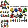 Ninjas Character Motorcycle Toy Set 8 Pieces Creative Brain Building Blocks