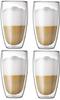 Morningplace Doppelwandiger Glasbecher, Doppelwandig, Hitzebeständige Tasse (450ml, Set von 4)