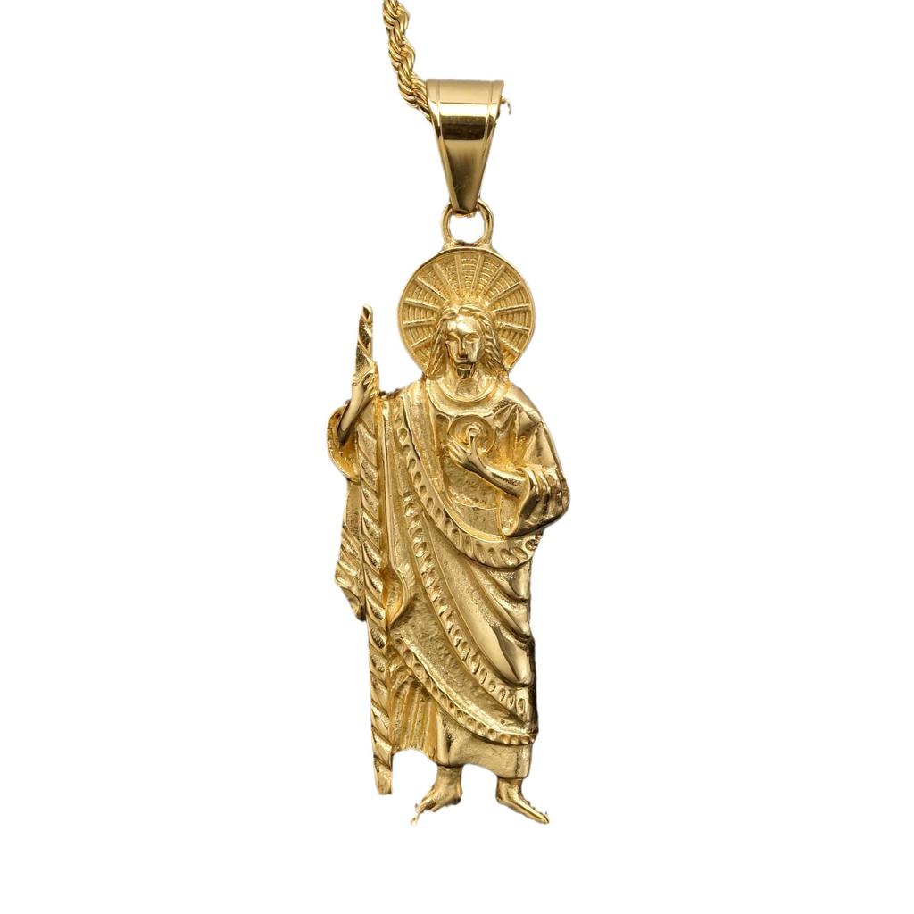Stainless Steel New 316 Stainless Steel Saint Jude Stainless Steel Gold-Plated Jesus Pendant Necklace