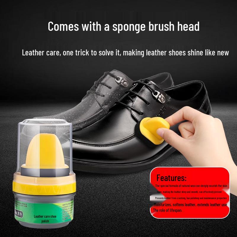Black Genuine Leather Shoe Polish & Care Oil with Brush - Colorless, High-Grade Universal Shoe Wax