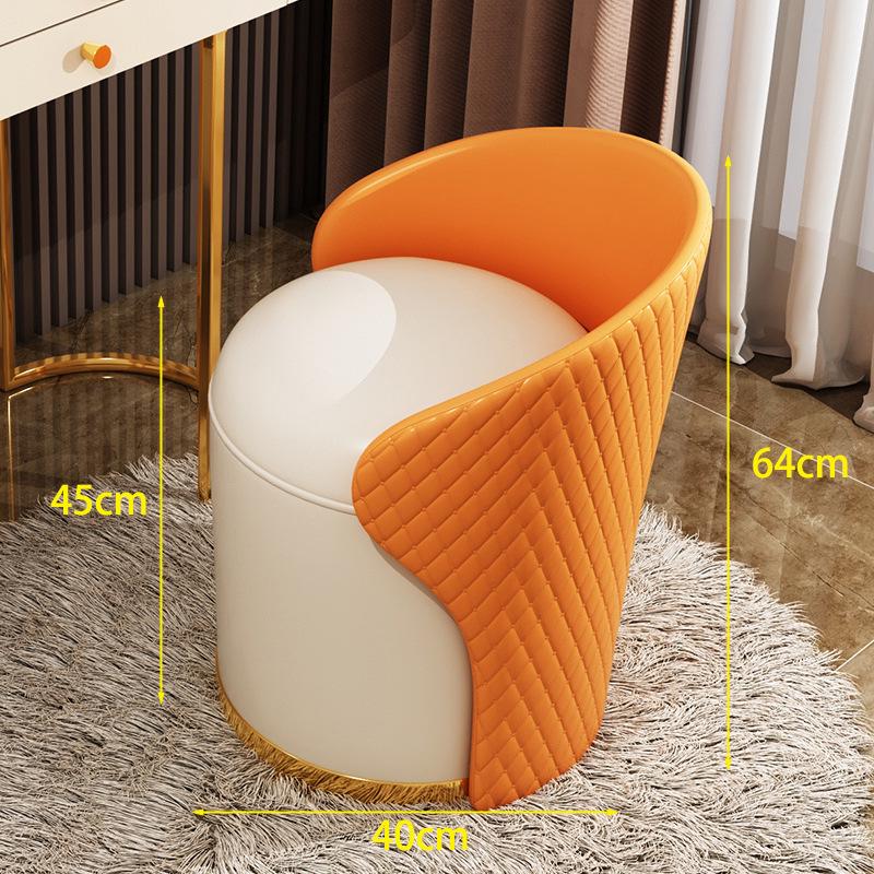 Same Day Delivery Luxurious Bedroom Vanity Stool: Solid Wood Swivel Makeup Chair with Backrest