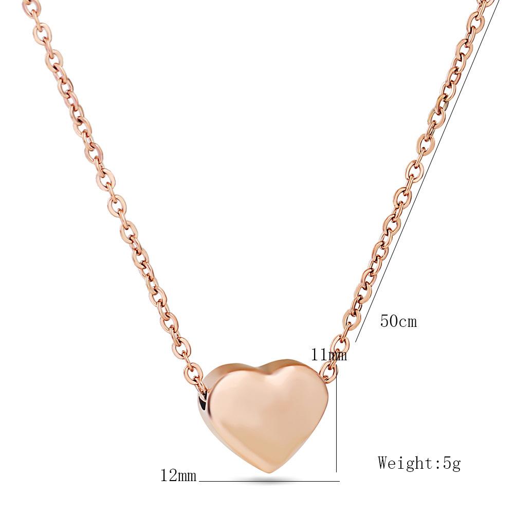 Cross-Border Simple 12MM Heart Necklace: Three-Color Stainless Steel Clavicle Chain with Engravable Pendant for Women