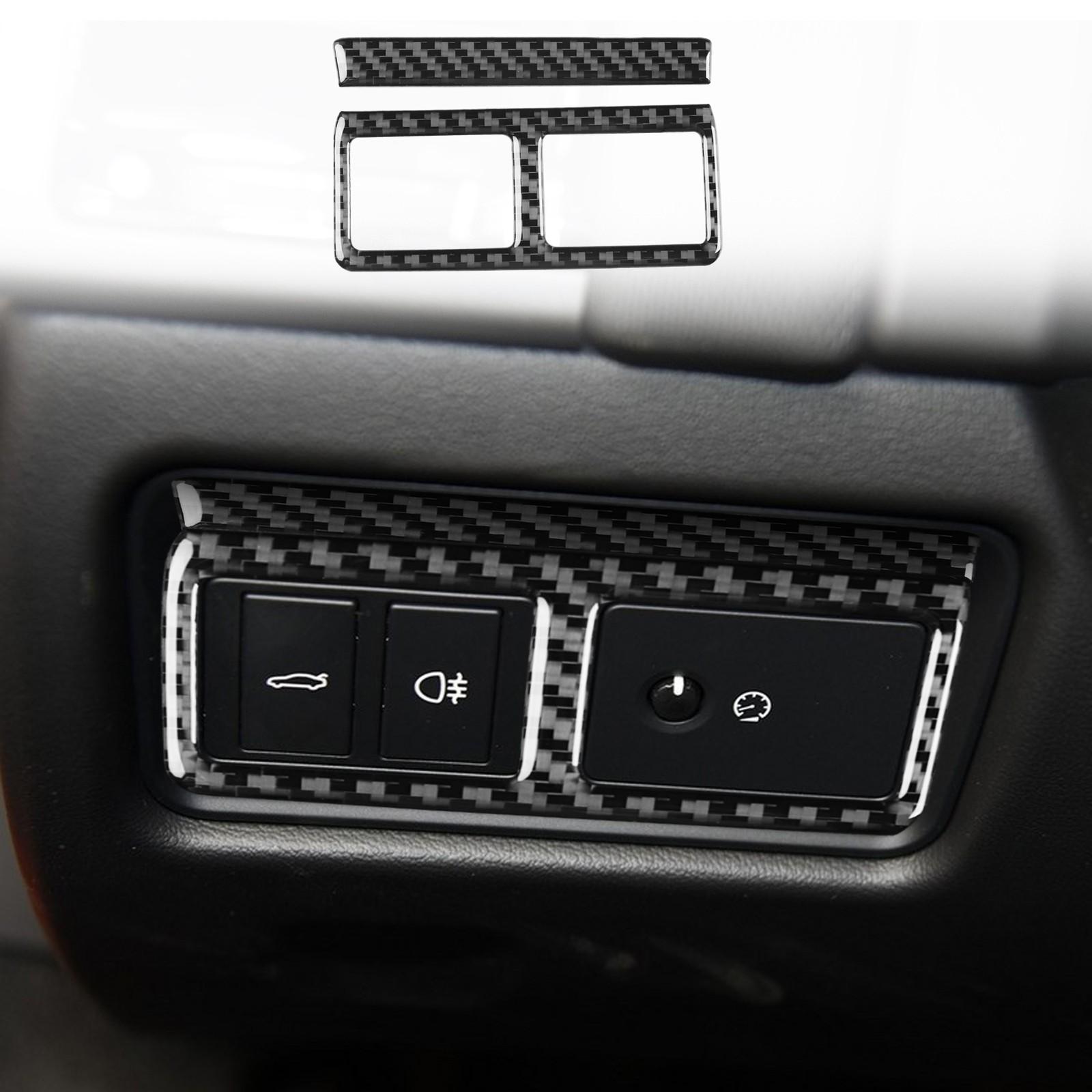 Real Black Carbon Fiber Headlight Switch Cover Trim For Jaguar F-TYPE 2013-