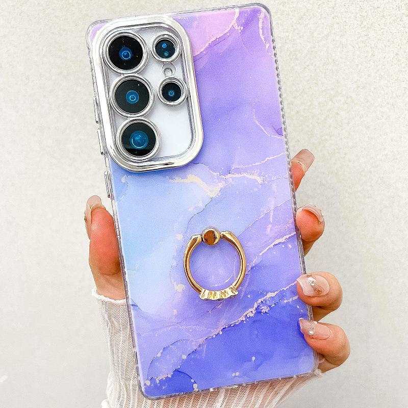 Suitable for Samsung S25 Mobile Phone Case Double Layer IMD Electroplated Marble S24plus Ring A16 Mobile Phone Case