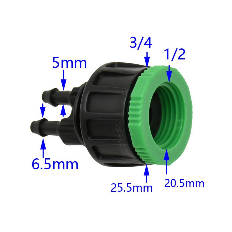 Garden Hose 1/4" To 1/2" 3/4" Female 1/2-Way Tap Y Connector Irrigation 4/7 Faucet Hose Coupler Adapter 1PCS