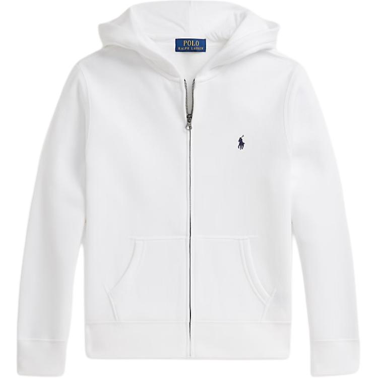 Polo Ralph Lauren Hoodie Embroidered Pony Logo Fleece Cotton Blend Full Zip Hooded Long Sleeve Kids hoodies White 323799360-501 S